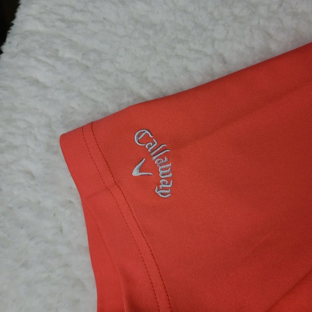 Callaway Polo Shirt Mens 3XL XXXL Orange Solid Opti Dri Performance Short Sleeve